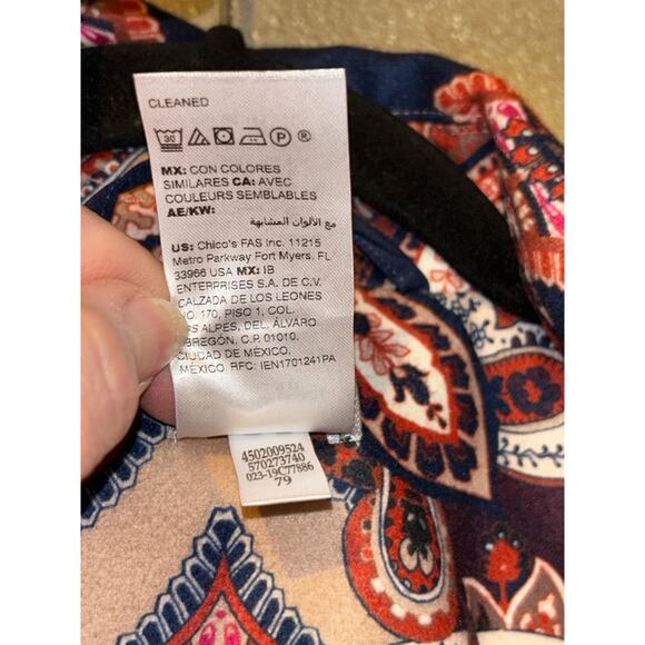 Chico’s Drama Patch Old Money Mob Wife Boho western Brown Blue Duster / Coat - Picture 9 of 13